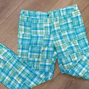 Lilly Pulitzer Pastel Patchwork Plaid Capri Crop Pants Sz.12 Fully Lined Cotton